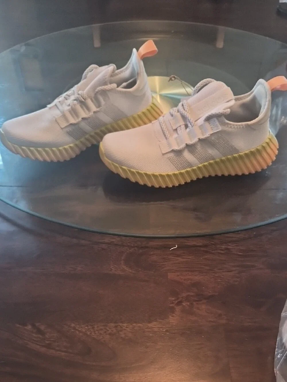 adidas Women White Sneakers with Yellow Outsole
